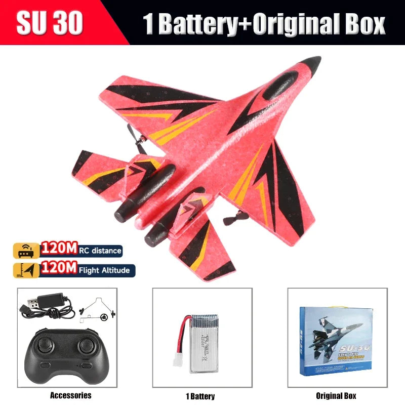 RC Plane SU57 Radio Control Airplane Light Fixed Wing Hand Throwing Su30 Foam Electric Remote Control Plane Toys for Children