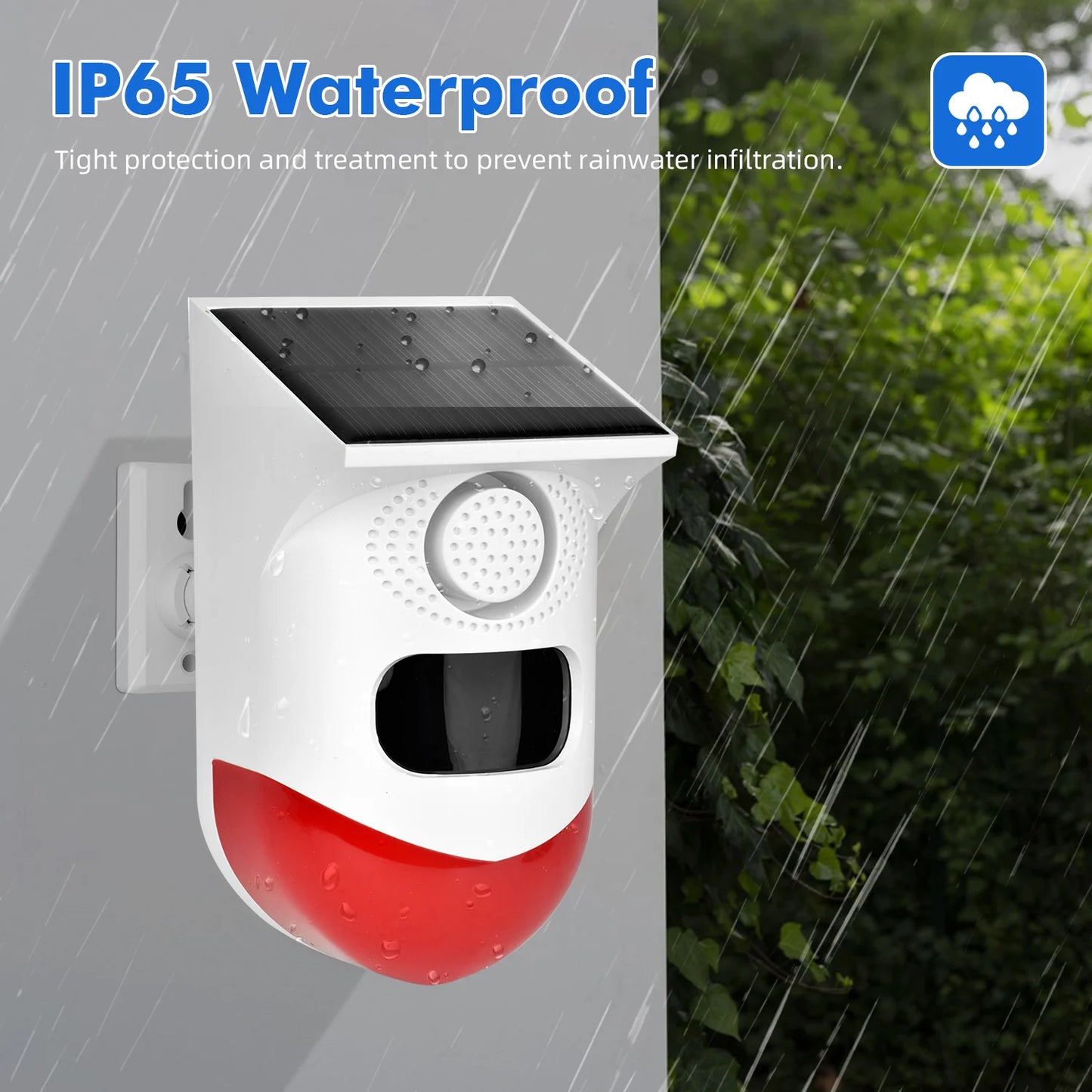 SMARSECUR WiFi Tuya Smart Outdoor Charging Security Sound Alarm Detector Sensor Farm Garden Solar Infrared Siren Solar