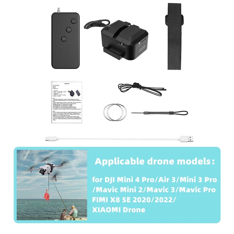Airdrop System for DJI Avata 2/Mini 4 Pro/Air 3/Mini 3 Pro/Mavic 3 Pro/Mavic Pro Drone Thrower Fishing Life Rescue Send Gift