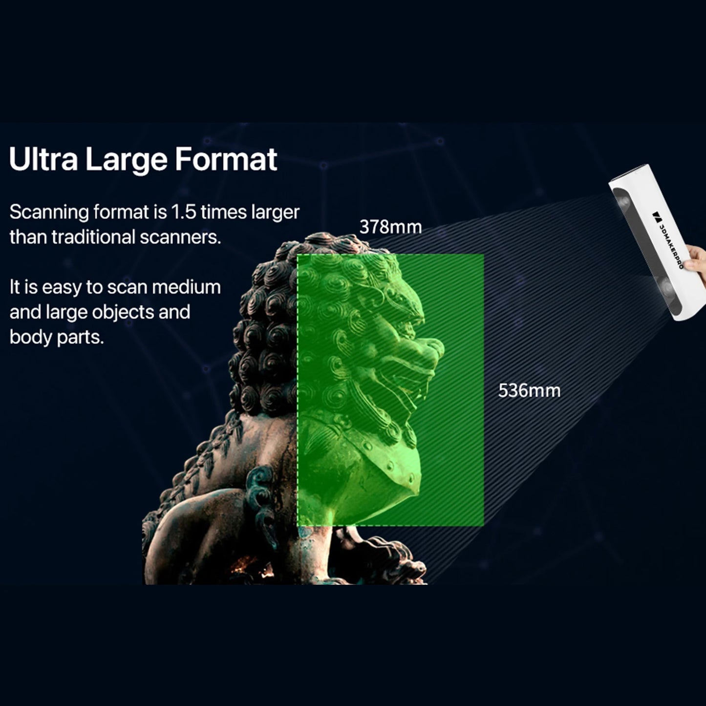 Scanner 3D com Objeto Preto, Digitalização Portátil em Grande Escala, Impressão 3D, Precisão 0,1mm, Digitalização 10FPS, Digital