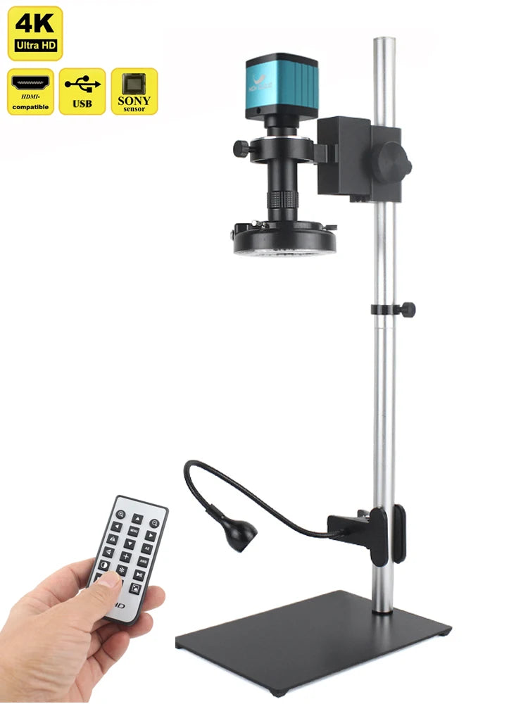 48MP 4K 1080P HDMI USB Video Microscope Camera 130X Zoom C Mount Lens Ultra High Working Distance For Digital Image Acquisition