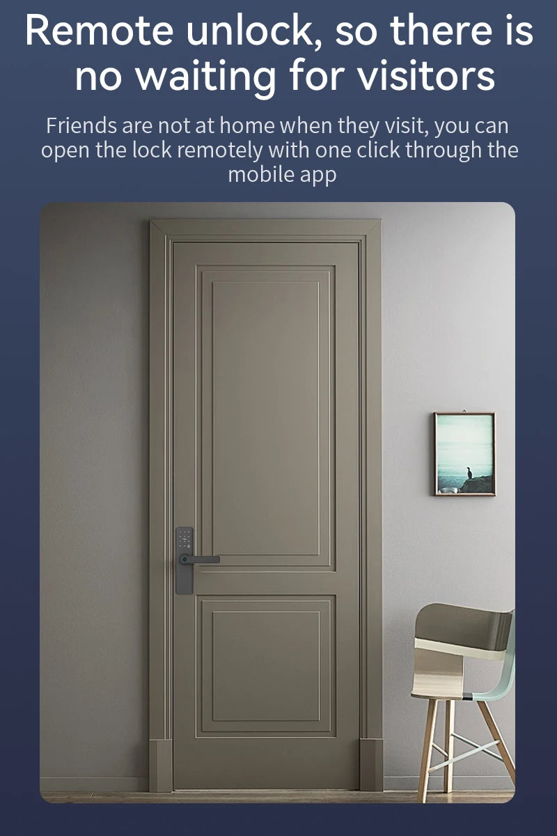New Smart Door Lock With Tuya APP Digital Electronic Lock Smart Home Wooden Door Lock Biometric Fingerprint