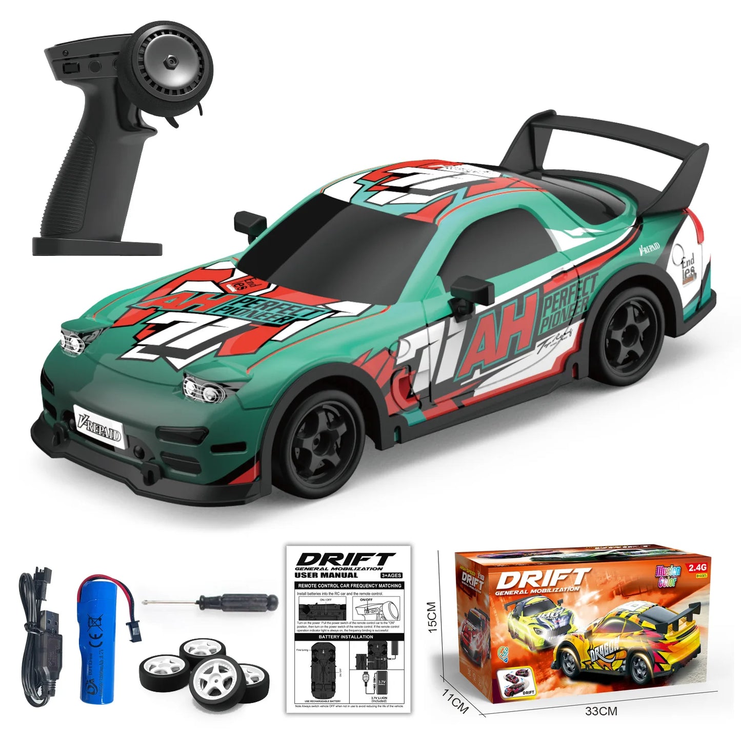 Rc Cars Drift Racing 1:18 High Speed Radio Control Car Remote Control Car 2.4G Wireless Colorful Light Portable Toys for Boys