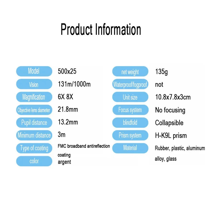 50000M Telescope Auto Focus 500X25 Powerful Binoculars Long Range Professional Mini Portable HD Waterproof Monocular