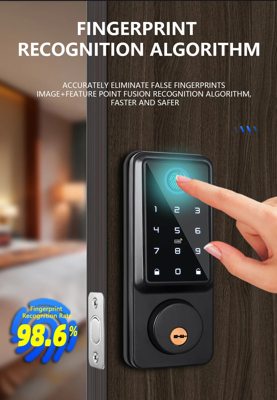 Waterproof Smart Deadbolt Locks for Home Alexa Wifi Bluetooth TTlock App Biometric Fingerprint Digital Keypad Entry Door Lock