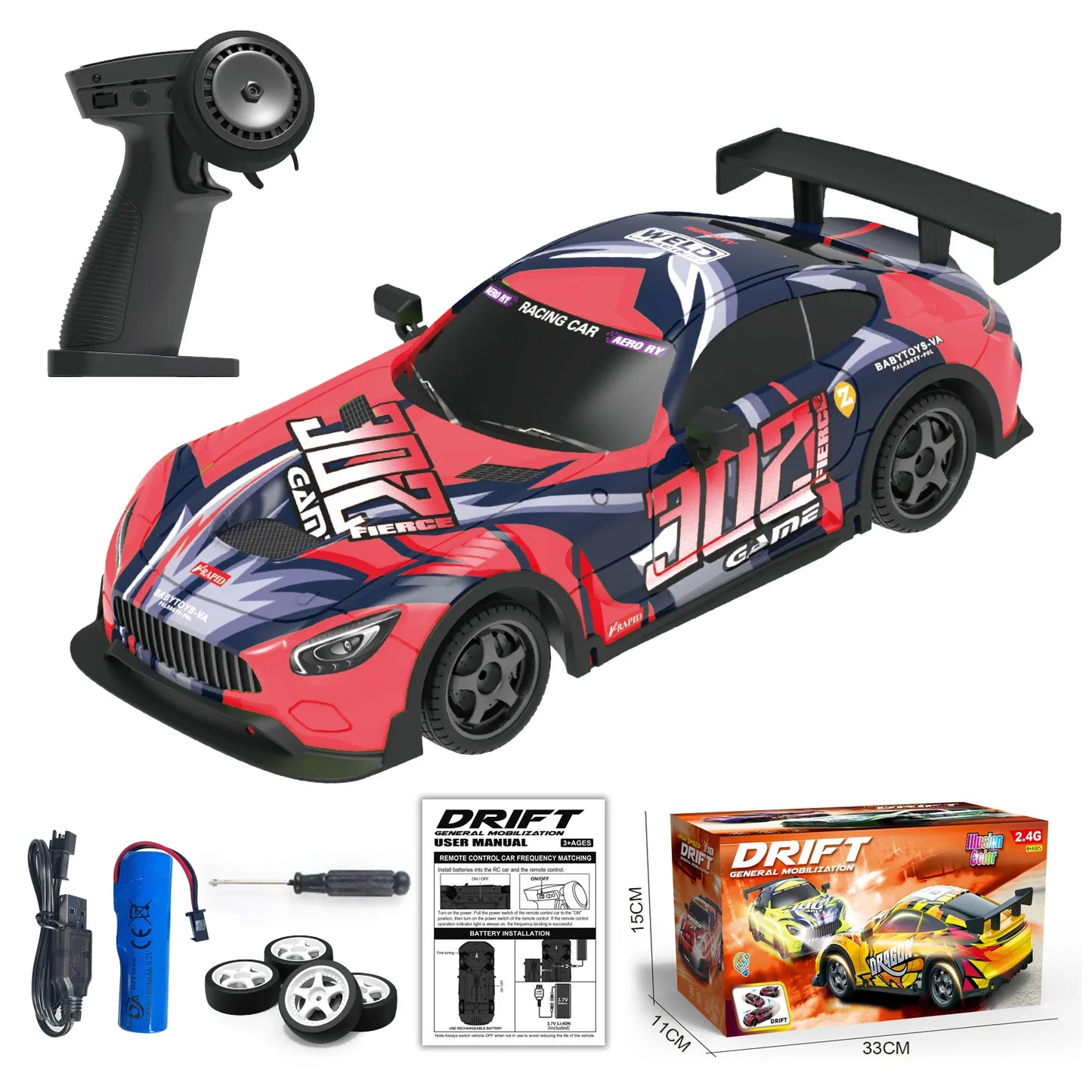 Rc Cars Drift Racing 1:18 High Speed Radio Control Car Remote Control Car 2.4G Wireless Colorful Light Portable Toys for Boys