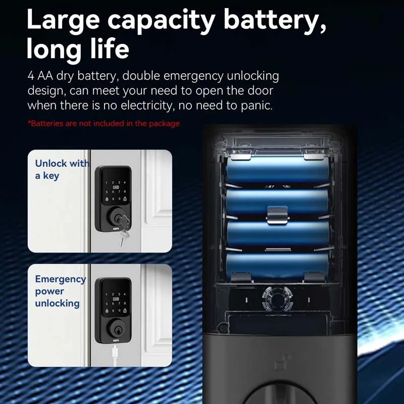 XSDTS Entry Smart Door Lock IC Card Key/Password/ Tuya Smartlife APP Unlock Front Door Smart Lock Deadbolt