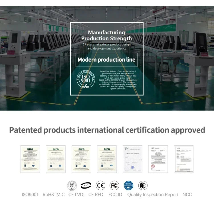 Smart Nail Printer Portable 3D Mobile Nail Painting Machine 2400 DPI Printing Resolution WiFi/DIY Support for Home Beauty Salon