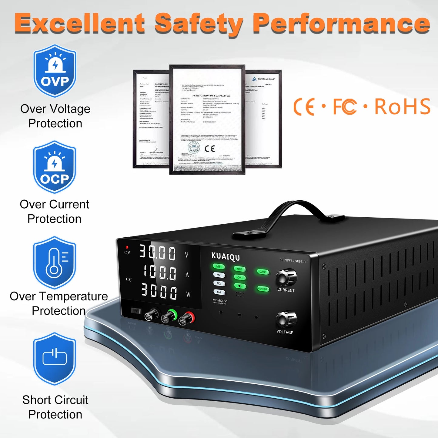 NICE-POWER 3000W DC Power Supply Variable 30V 100A Bench Source RS-232 1800W Switching Regulated Power Supply 60V 30A 300V 10A