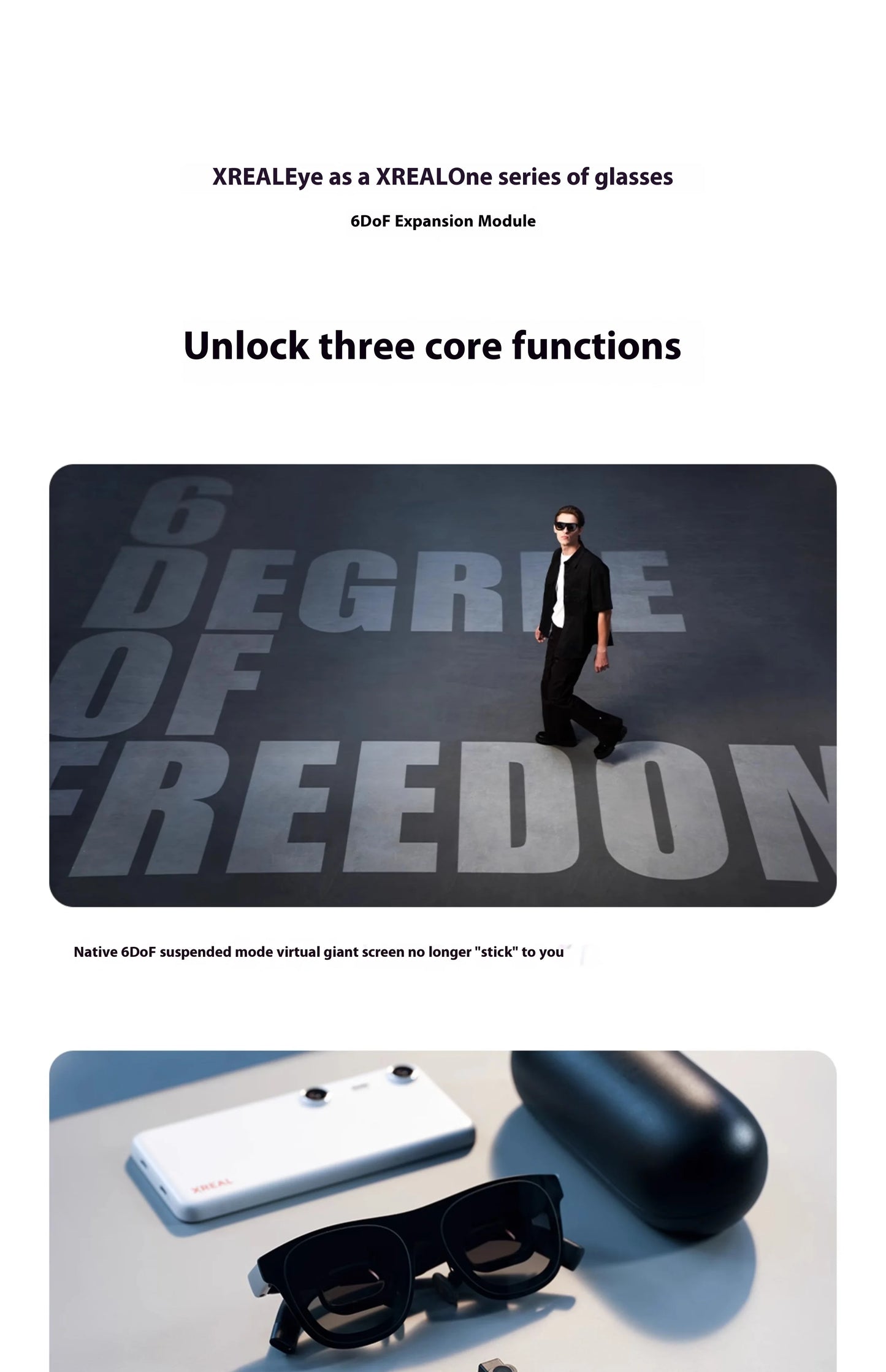 XREAL Eye 6DoF suspension mode virtual and real fusion screen recording first-person perspective shooting custom accessories