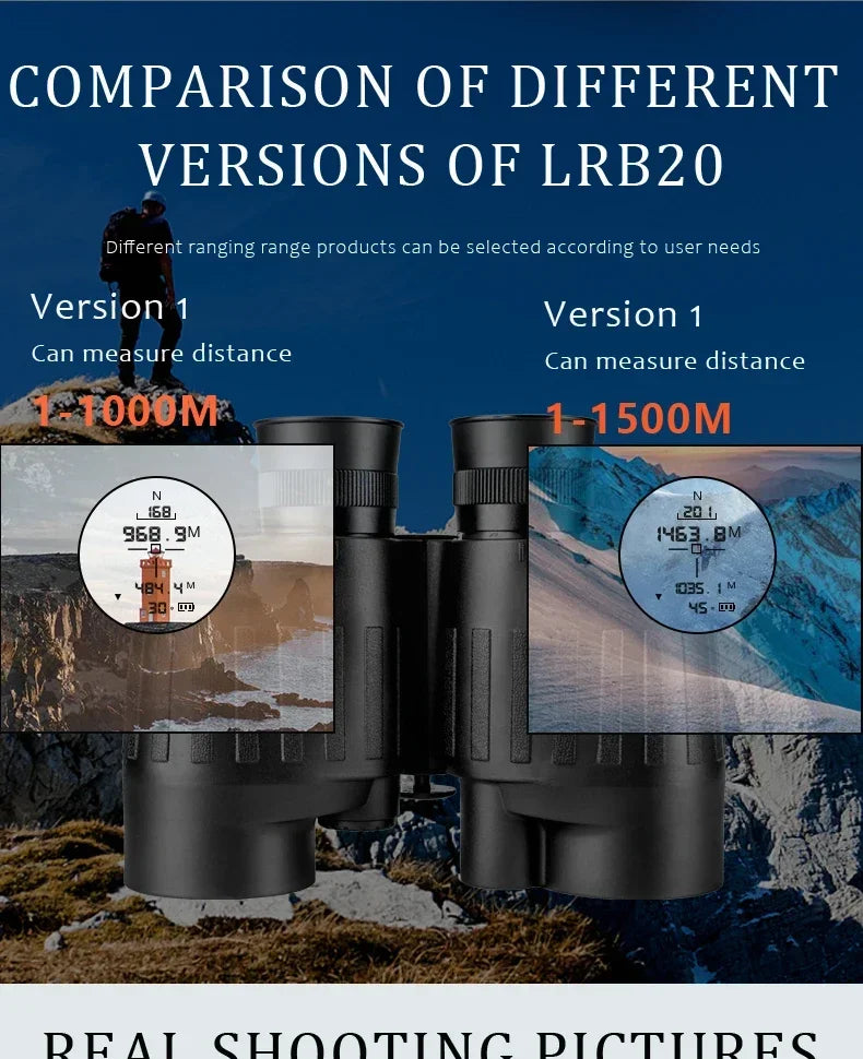 1500m Marine Binoculars for Adults 8x40 with Rangefinder and Compass IP65 Waterproof Marine UHD Binoculars Field of View 8°,