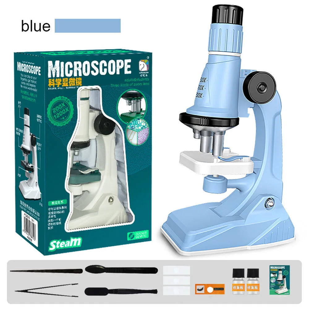 Microscope Portable 1200x HD Eyepiece Kids Science Education Experiment Exploration Set Gift Toys