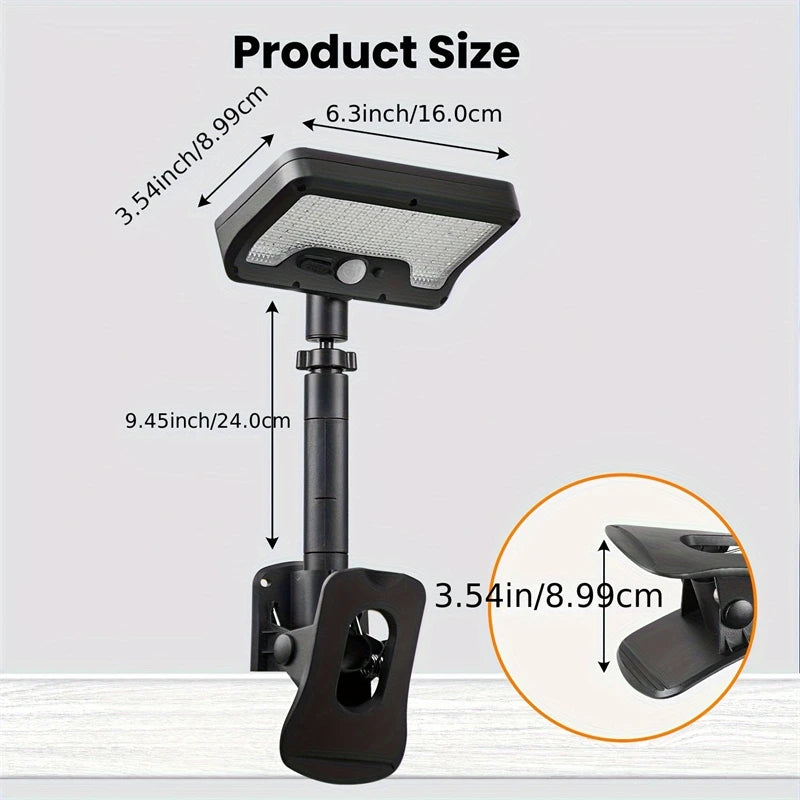 92LEDs 600LM Solar Fence Lights Motion Sensor OutdoorWaterproof 6000K Security Lighting For Chain Link Fence Deck Gutter Camping