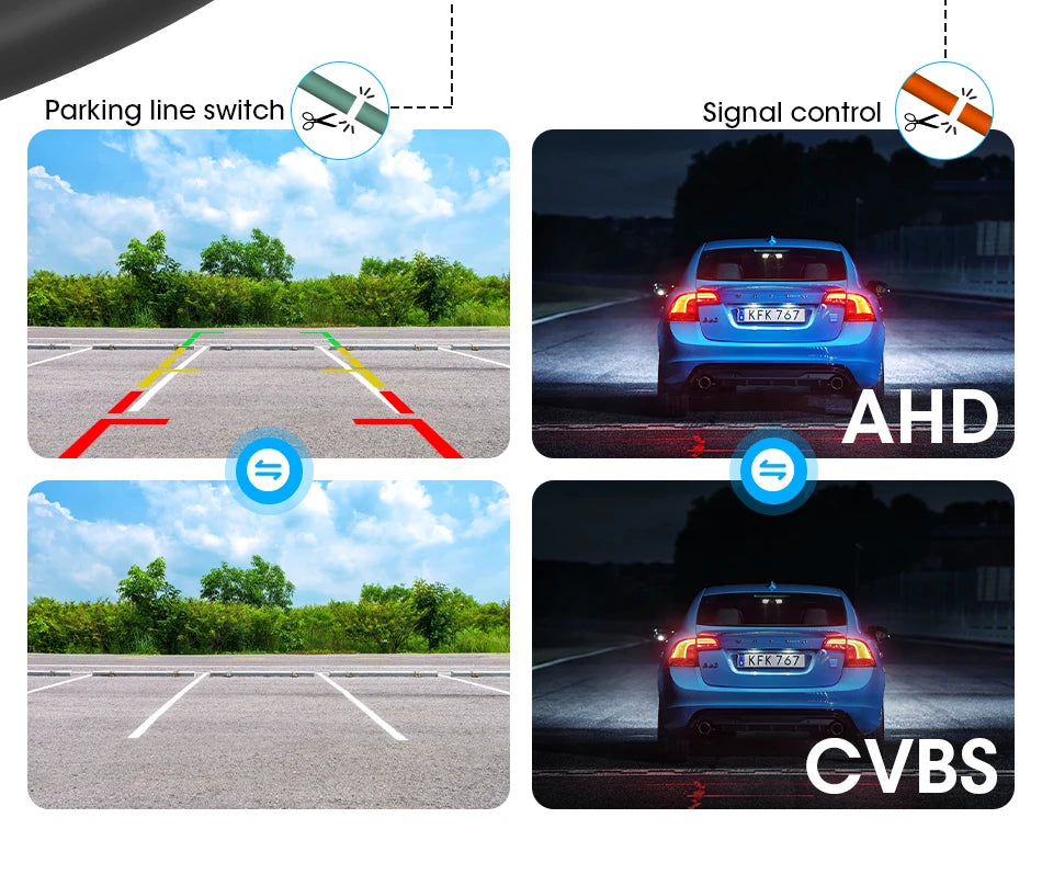 Srnubi AHD 1080P CVBS Night Vision IP68 Waterproof 170 Degree Fish Eye Lens Backup Rear View Camera For Vehicle Monitor Android