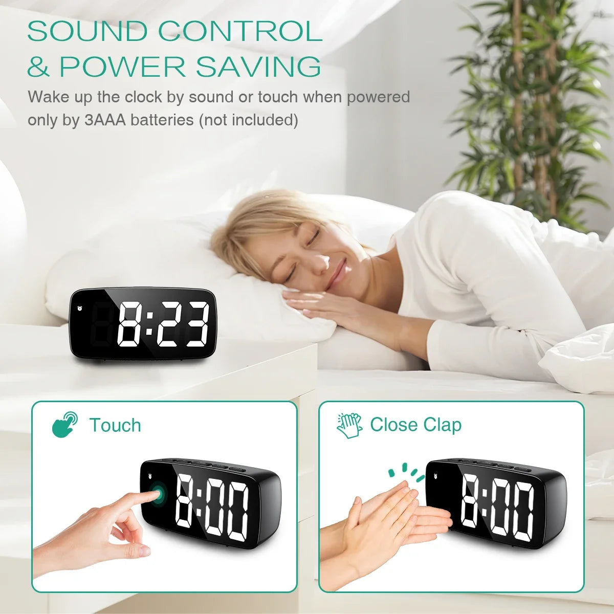 Alarm Clock Digital LED Clock Voice Control Snooze Time Temperature Display Night Mode Reloj Despertador Desktop Clocks