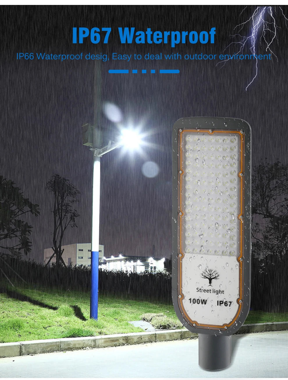 Floodlight IP67 Waterproof LED Street Lights 100W 150W 200W Super Bright Lamp Outdoor Wall Light Security Lighting for Garden