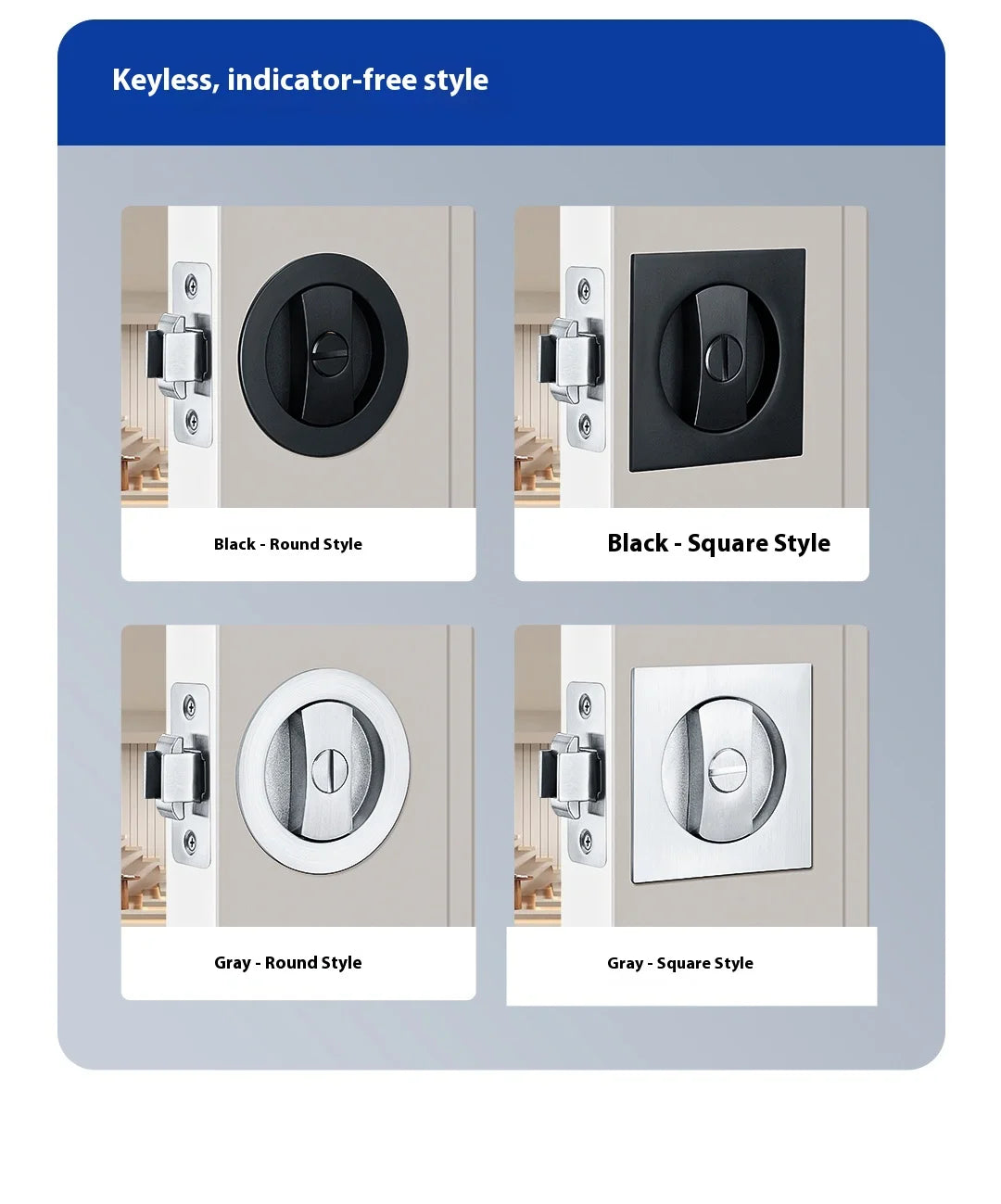 Slider door lock; square sliding door lock for home bedroom and bathroom with double hooks