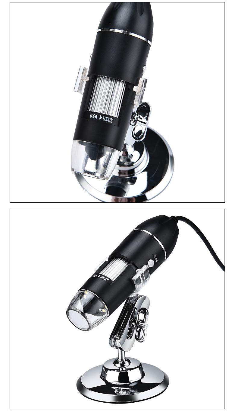 1600X 1000X USB Microscope Handheld Portable Digital Microscope USB Interface Electron Microscopes with 8 LEDs with Bracket