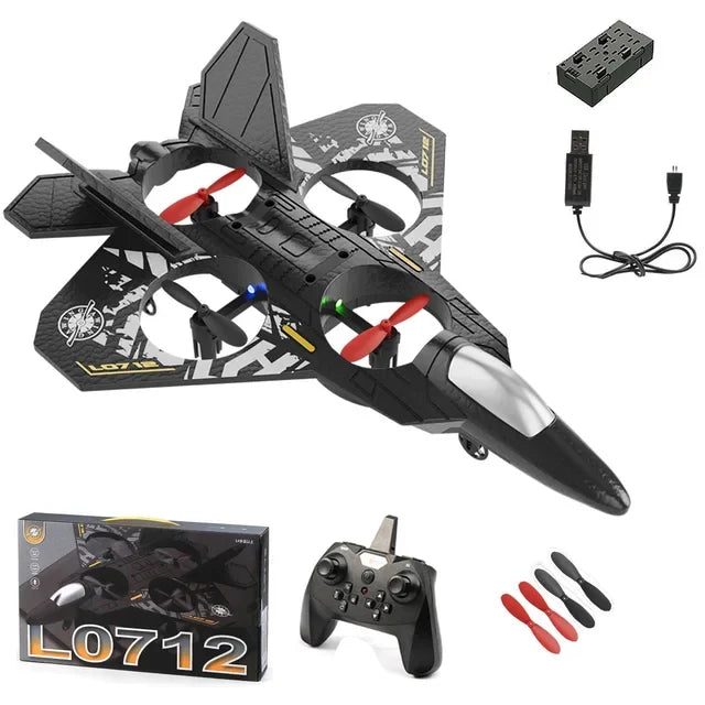 L0712 RC Plane 2.4G EPP Foam Fighter with LED Gravity Sensing 6-Axis Gyro Outdoor Remote Control Flying Toy Gifts for Boys