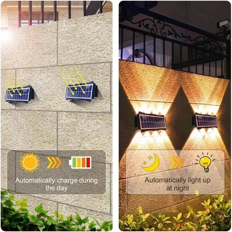 4/6/8LED Solar Wall Spotlight Outdoor Upper And Lower Lighting Solar Powered Waterproof Streetlight for Balcony Courtyard Garden