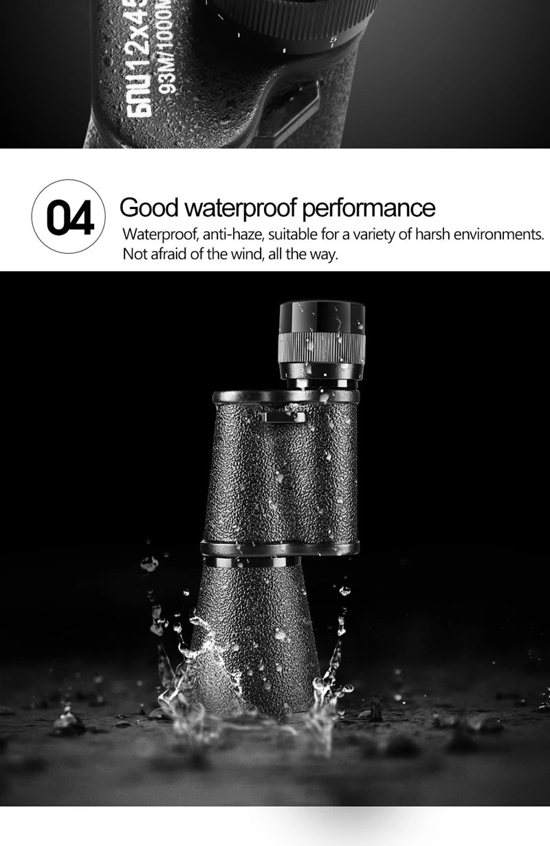 Professional Binoculars Baigish 8x30 10x40 10x50 12x4515x60 20x50 8-24x40 Powerful Military Telescope Long Range Monocular BAK4