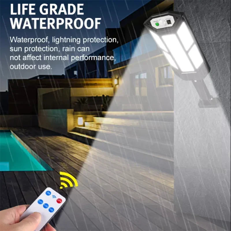 168 LED Solar Lights 12h Lighting Security Flood Lights Outdoor Motion Sensor Waterproof Garden Yard Street Lamp Waterproof