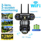 CCTV WiFi IP Camera Outdoor 12MP 6K Triple Lenses Triple Screens Security Video Monitor Night Vision Waterproof CCTV Cameras New