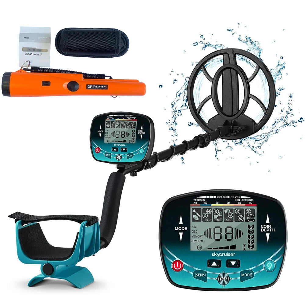 Metal Detector Underground Depth Search Finder Gold Detector Treasure Detecting Pinpointer Waterproof Coil