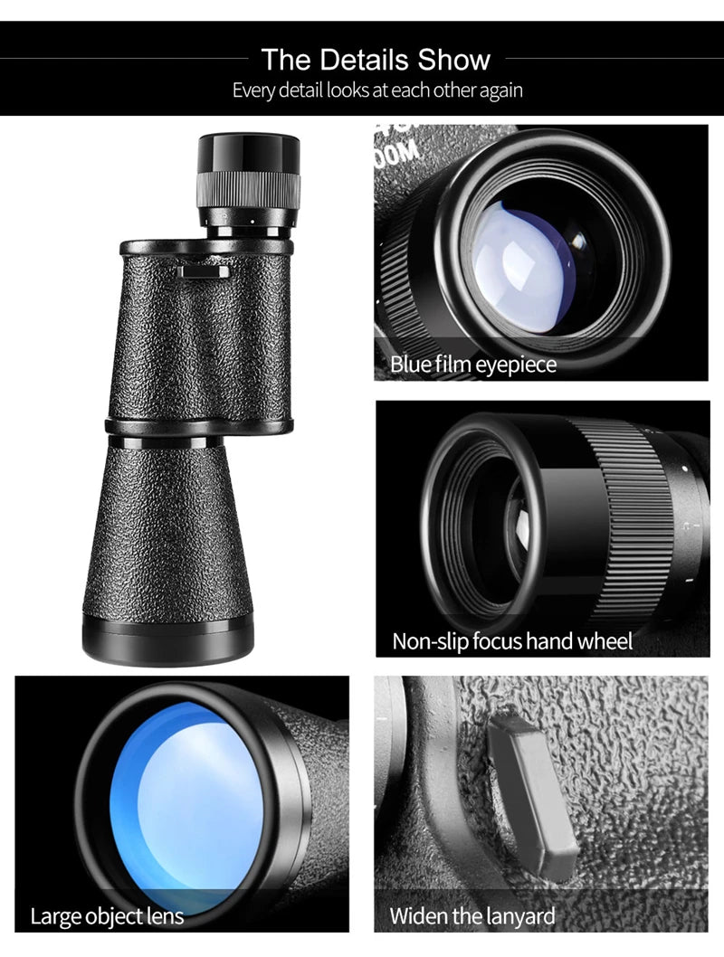 Professional Binoculars Baigish 8x30 10x40 10x50 12x4515x60 20x50 8-24x40 Powerful Military Telescope Long Range Monocular BAK4