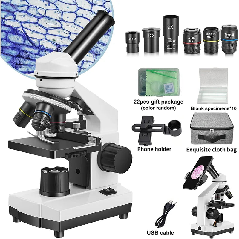 Microscope for Kids，40X-2000X Compound Microscope with for Home School Laboratories for Children Students