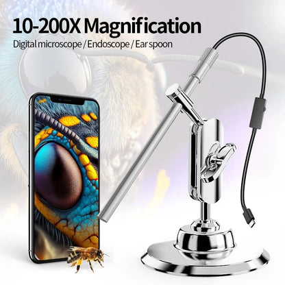 Handheld Digital Microscope Camera 1080P HD USB 8.5mm Inspection Camera 10x-200x Magnification Microscopes With 8 LED For USB C