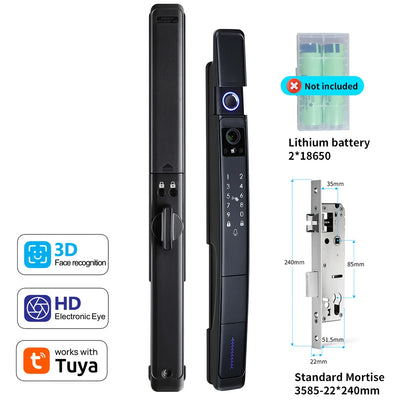 Smart Slim All Automatic Waterproof  3D Face Recognition Video Intercom Aluminum Door Lock