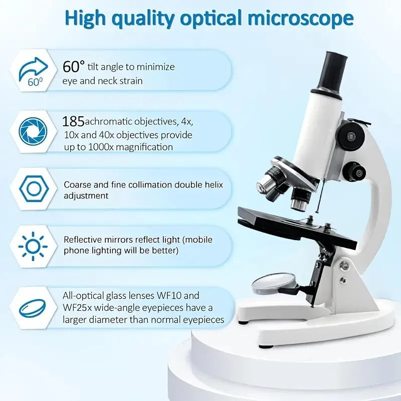 Monocular Optical Microscope 64X-2400X Microscope School Science Experimental Biology Microscope Digital Microscope for Children