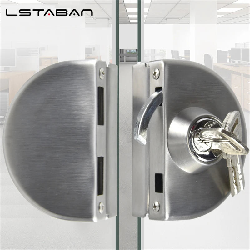 1 Set Double Open Sliding Door Lock Stainless Steel Glass Door Lock with Keys 8-12mm Safety Locks Office Glass Security Hardware
