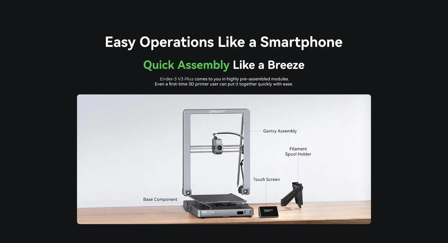 Creality Ender-3 V3 Plus 3D Printer 300x300x330mm Print Size 600mm/s Direct Extruder Stable Y-axis Dual Motors&Support Rods