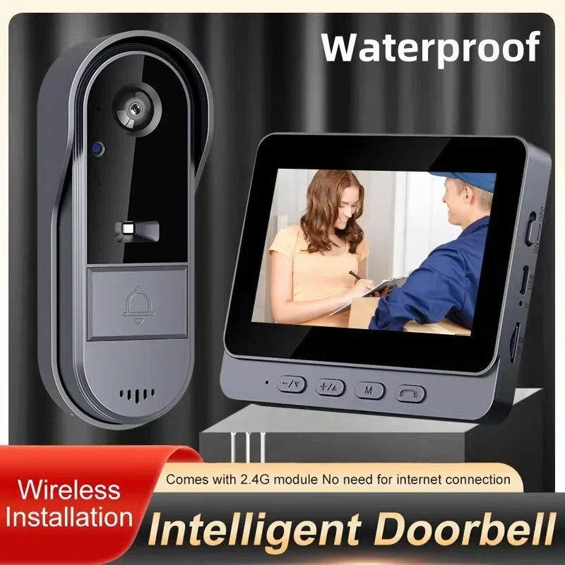 Wireless intercom Doorbell HD Night Vision 4.3in lPs screen Waterproof Visual Doorbell camera smart Home security Video By Bell