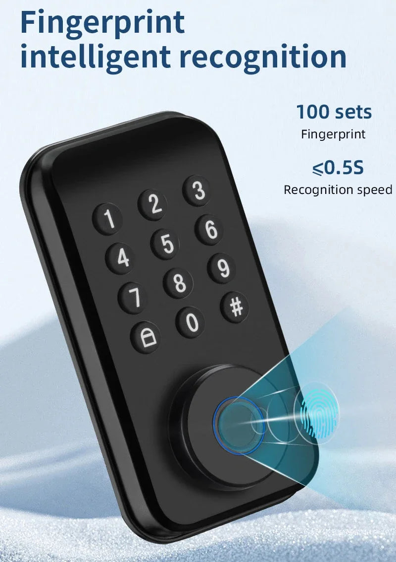 CDOK DS02 Tuya Smart Fingerprint Deadbolt Lock with Latch/Door Sensor Auto Lock Key/Password/ Tuya Smartlife APP Unlock