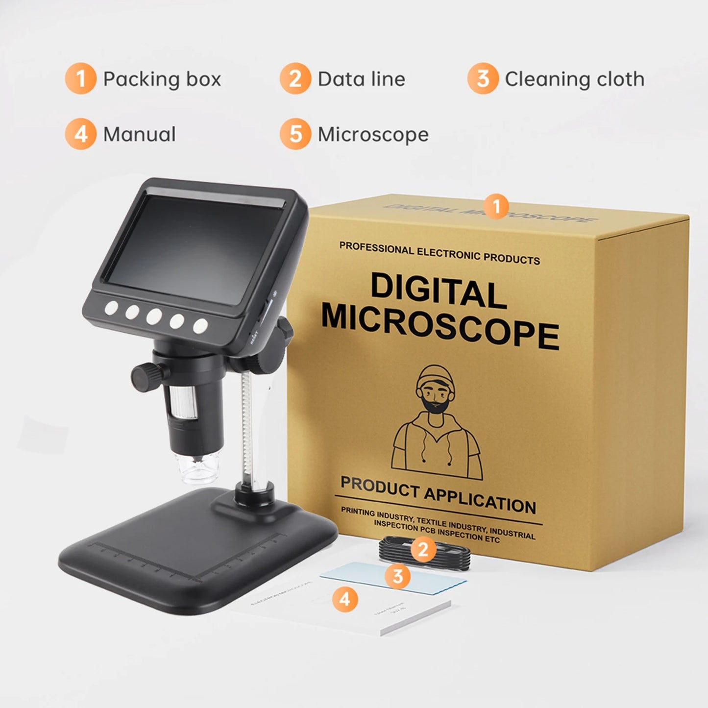 2MP  Microscope Electronic Microscope 1080P Ultra HD 4.3in Display 2MP Children Microscope Magnifier for   7 8 10 11