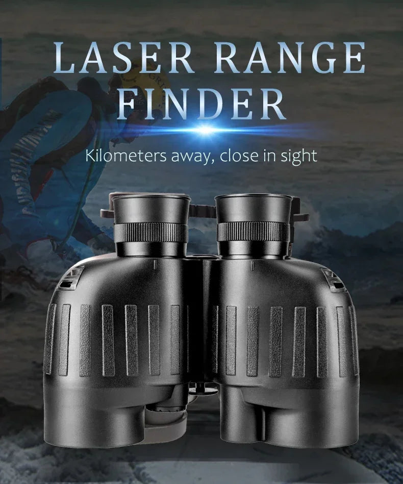 1500m Marine Binoculars for Adults 8x40 with Rangefinder and Compass IP65 Waterproof Marine UHD Binoculars Field of View 8°,
