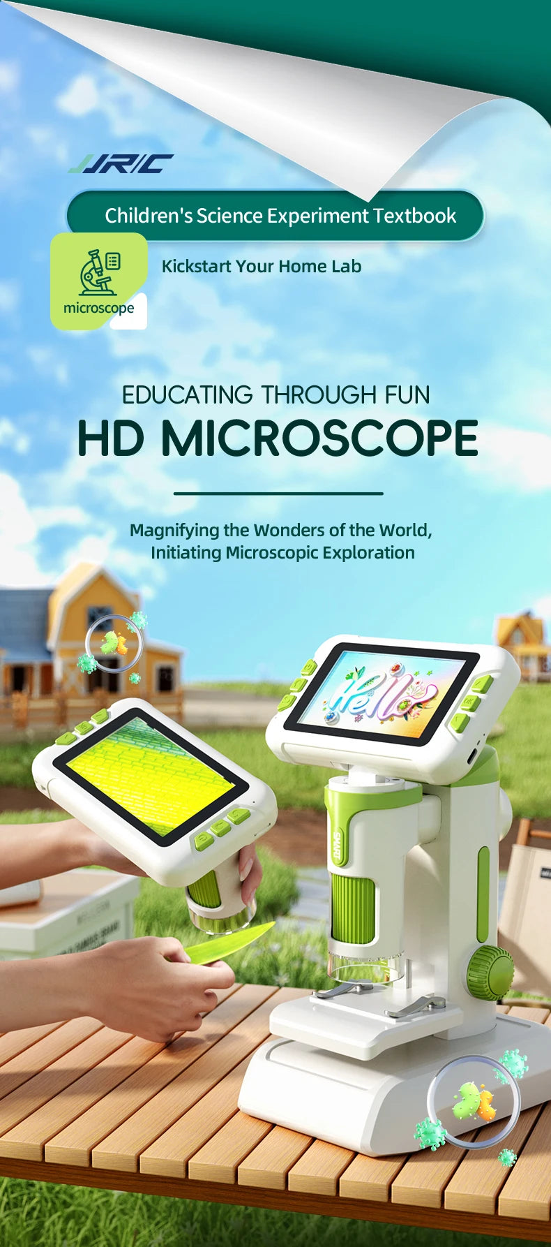 Microscope for Kids Children Microscope with 3.97 Inch Screen 1600x Zoom Mini Handheld Microscope Camera Christmas Birthday Gift