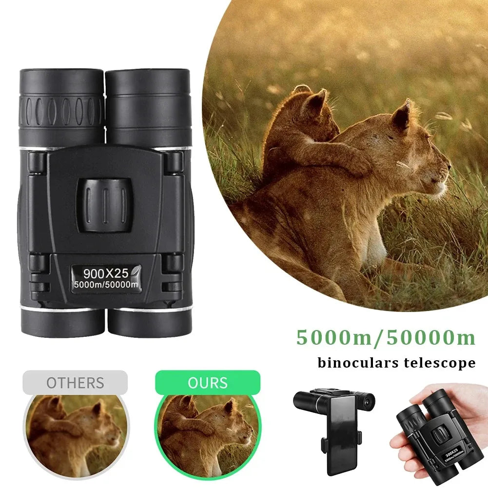 900X25 Binoculars High Magnification Low Light Night Vision Compact Portable Outdoor Telescope