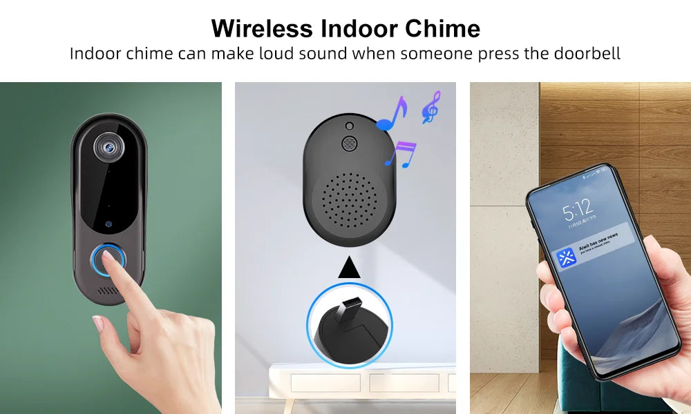 WiFi Video Intercom Outdoor Door bell Camera Smart Home Security Wireless WiFi Doorbell 2-Way Audio Night Vision Doorbell Camera