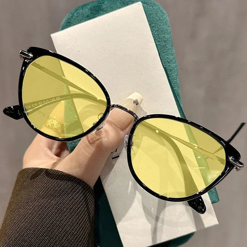 Night Vision Myopia Glasses Cat Eye Near Sight Eyewear for Driving Finished Prescription Eyewear Unisex Diopters 0 To -4.0