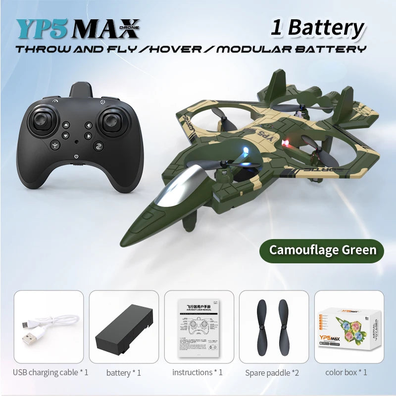 2.4GHz RC Plane, 4-axis Gyro Remote Control Airplane, 360° Flip Fighter Jet Toy, Helicopter Quadcopter, Easy to Fly RC Glider