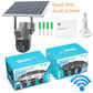 Wireless outdoor solar security camera, 1080P HD night vision 3 lens dual picture, IP65 waterproof, wireless monitor
