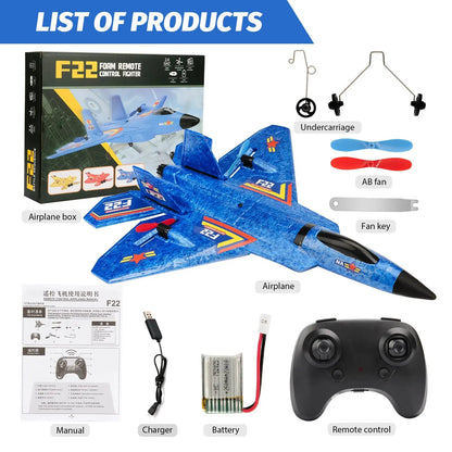 F22 Raptor RC Plane 2.4G 2CH Remote Control Flying Glider With LED Lights EPP Foam Airplane Toys For Children Gifts