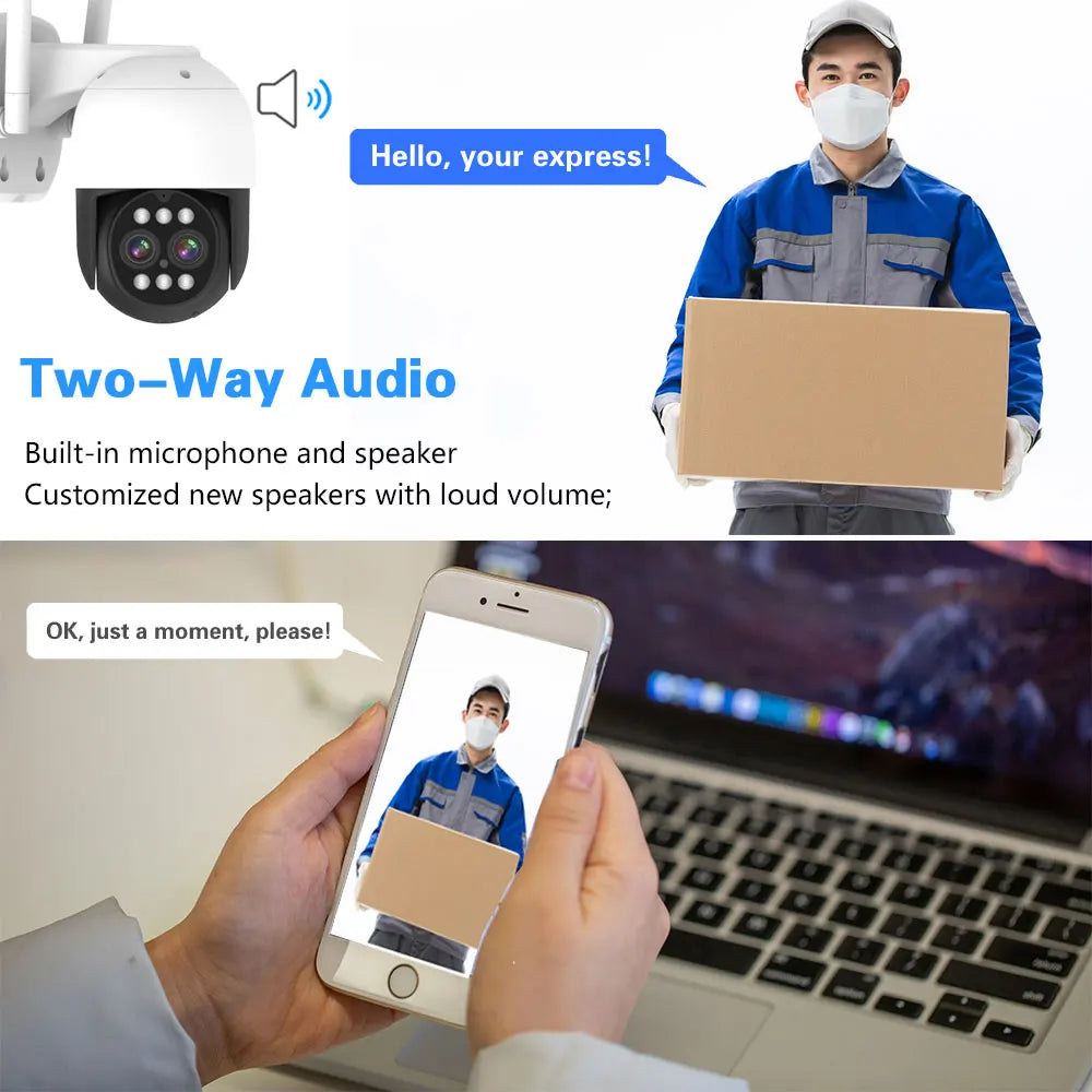 4K 8MP WiFi Security Camera System Kit Wireless CCTV System 10CH NVR Outdoor PTZ Two-Way Audio Video Surveillance Cameras P2P