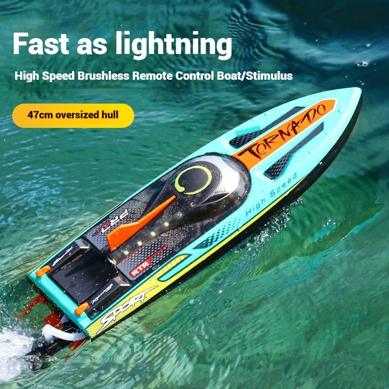 Hot Selling Ultra Large High-Speed Brushless Remote Control Boat Rc Speedboat With Built-In Water-Cooled Lighting Summer New Toy