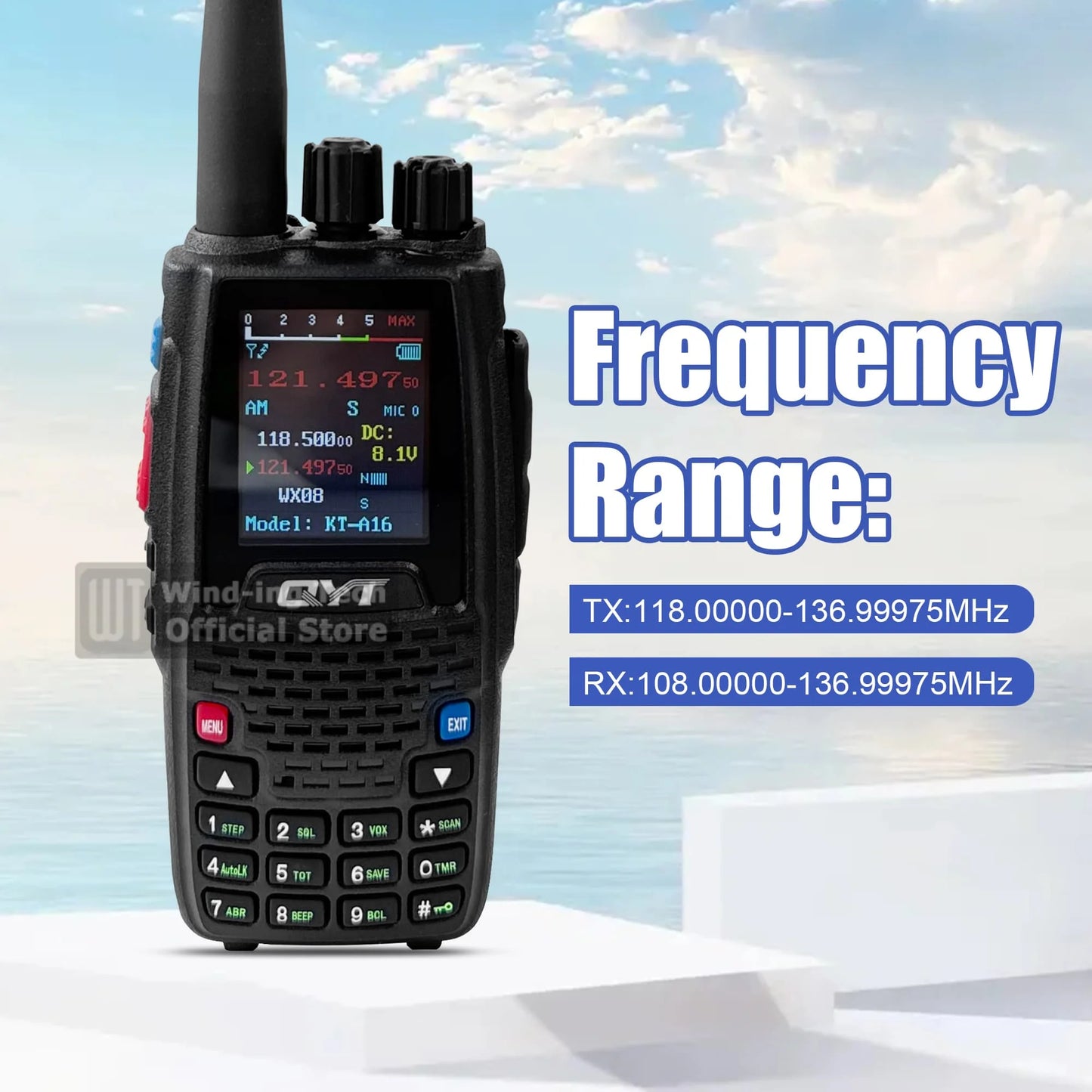 QYT KT-A16 Walkie Talkie 6W Air Band Transmitter VHF Transceiver 2000mAh NOAA Superheterodyne Circuit Aviation Portable Radios