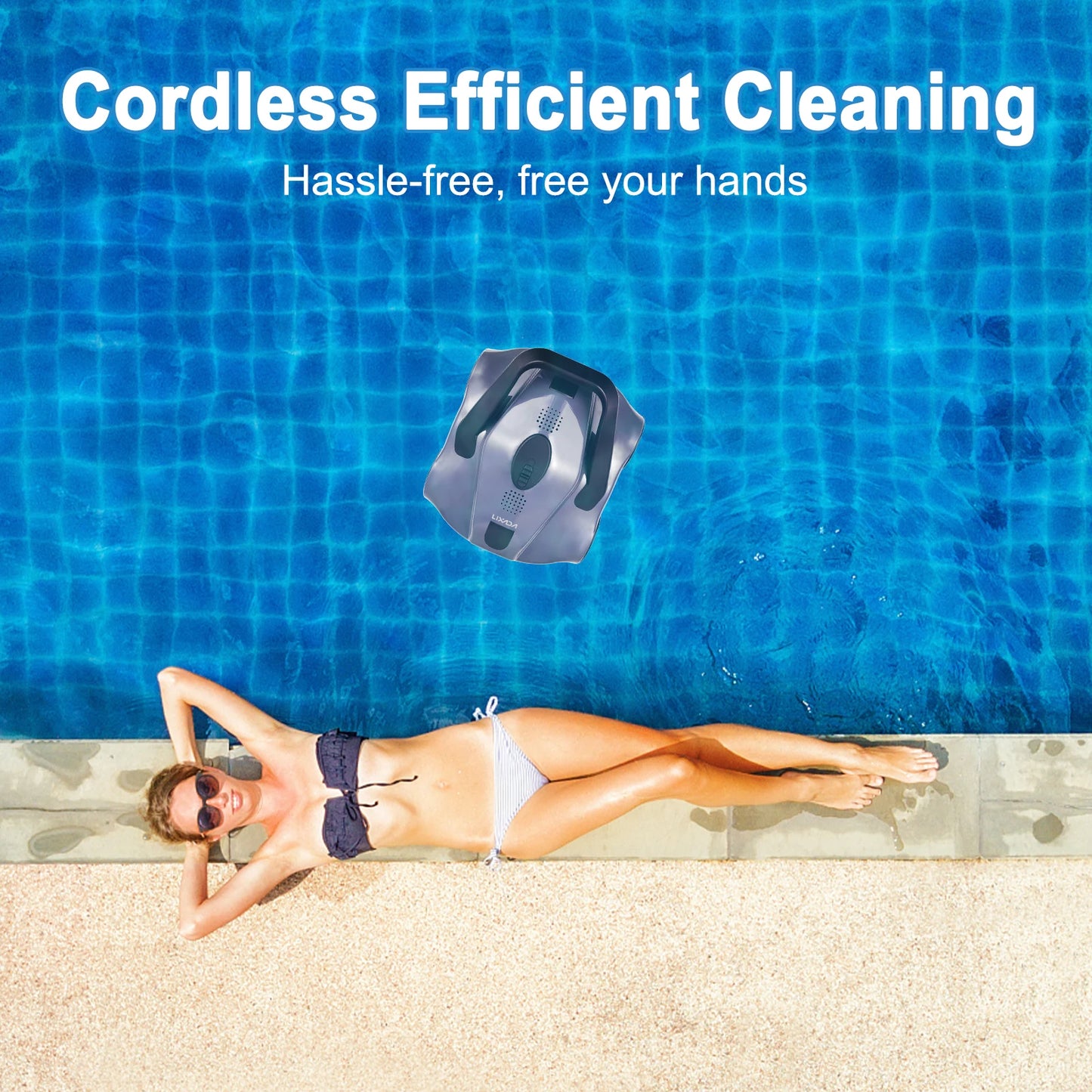 Automatic Robotic Pool Cleaner Cordless Robotic Pool Vacuum for In Ground Flat Pools Cordless Robotic Pool Cleaner